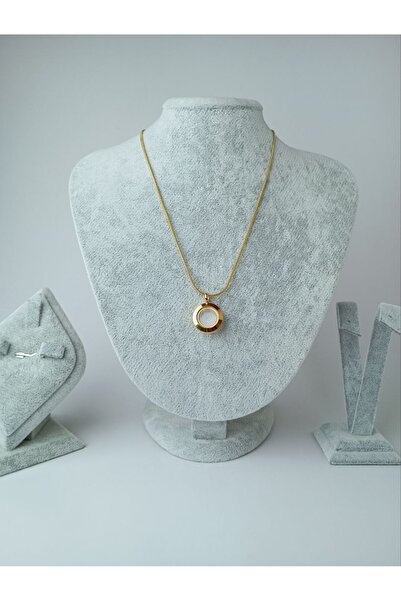 MelikeSteel Steel Glass Hoop Shaped Women's Necklace
