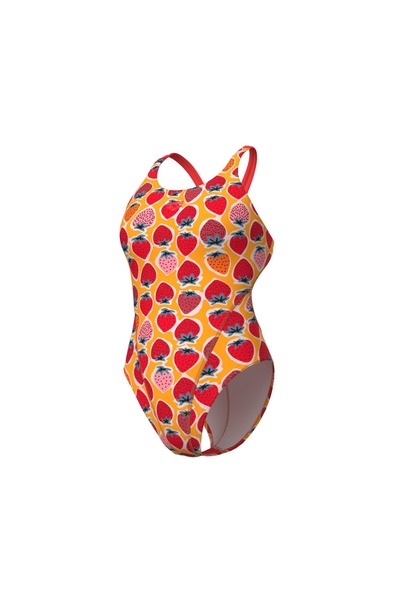 ARENA WOMEN'S ARENA STRAWBERY SWIMSUIT SWIM TECH BACK FLUE RED ORENGE MULTI