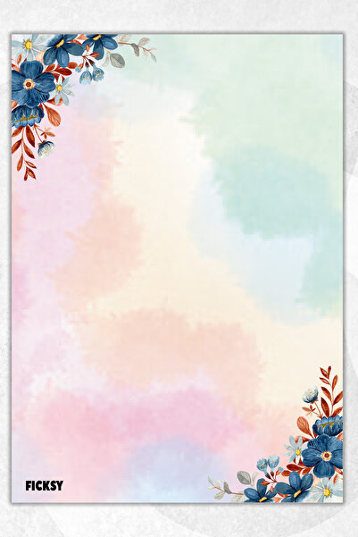 Ficksy A5 Çiçek Bloknot Çizgisiz Defter - 50 Yaprak - Memopad - Notepad - Not...