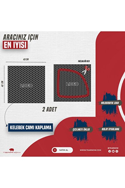 TEARNOW Her Araca Uyumlu Kelebek Camı Kaplama - Mat Siyah & Hologram