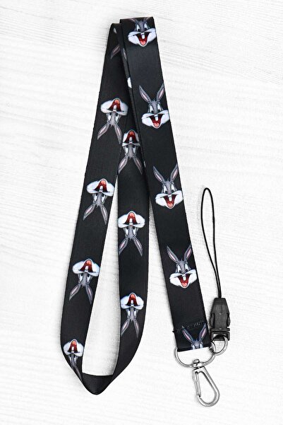 Apptakı Tavşan Desenli Yaka Kartı Aksesuar Boyun Askı İpi Telefon Askısı - AS...