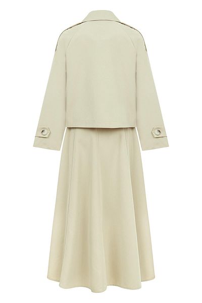 praye Stone Colored Skirted Trench Set