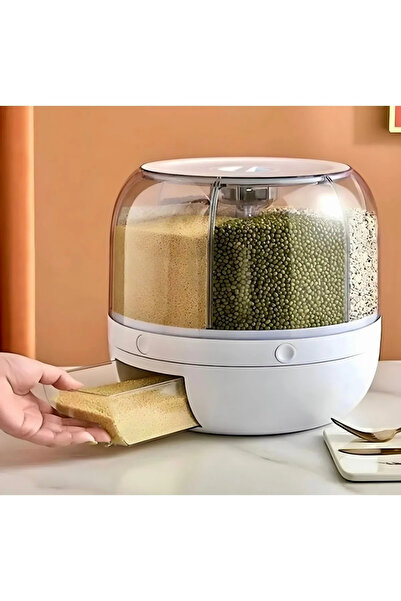 NEED BOX Dry Food and Pulses Organizer 360° Rotatable 6-Compartment Airtight Storage Container 6 Lt