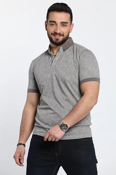 MİSHAR İTALİA Ανδρικό μπλουζάκι με γιακά πόλο με μοτίβο βιζόν