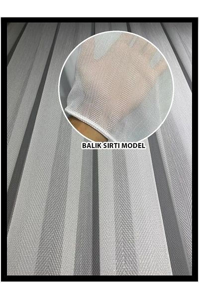 venedik home New Season Bamboo Fish Back Pattern Tulle Curtain 1X2.5 Normal Pleat Special Planting-Draped-Non-Crinkle-Ironing