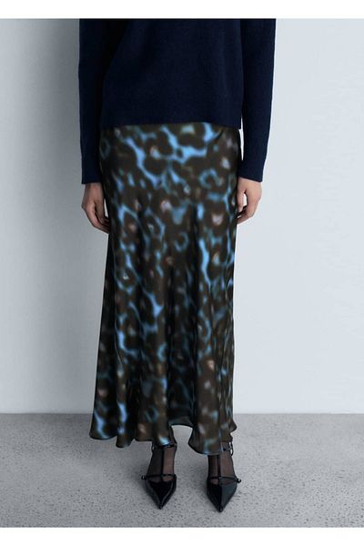 MANGO Woman Fustă DIN SATIN cu MODEL