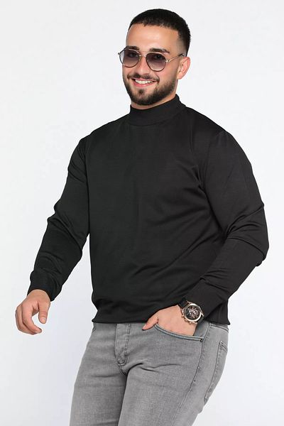 MİSHAR İTALİA Μαύρο ανδρικό πλεκτό πουλόβερ Half Fisherman