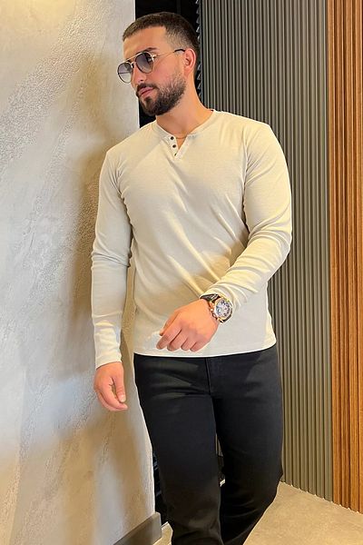 MİSHAR İTALİA Ανδρικό φούτερ με πέτο με λεπτομέρεια