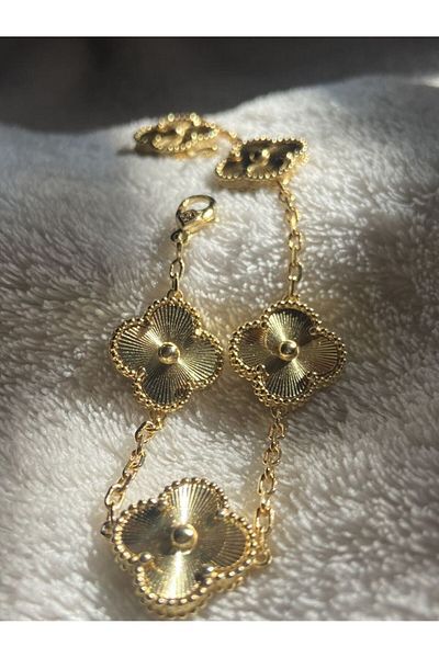 GUNESTAKI Gold Bracelet (Clover Gold Steel Bracelet)