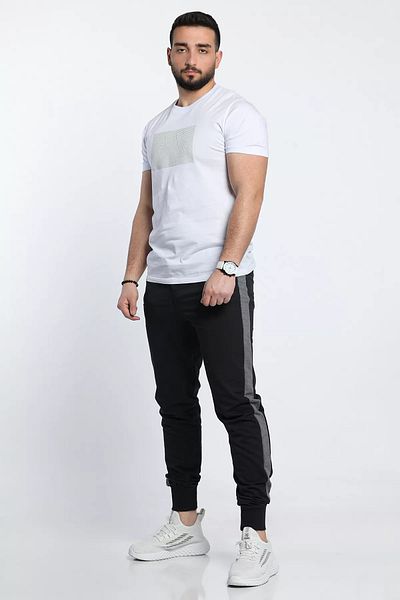 MİSHAR İTALİA Ανδρικό φούτερ Navy Blue Side Stripe με λεπτομέρεια στη μέση και στα πόδια