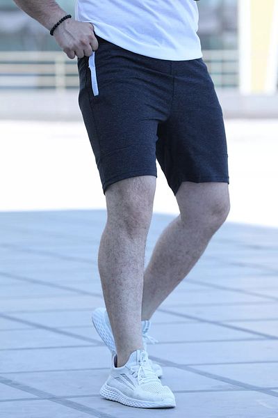 MİSHAR İTALİA Ανδρικό σορτς Anthracite Grey με μοτίβο με λεπτομέρεια τσέπης