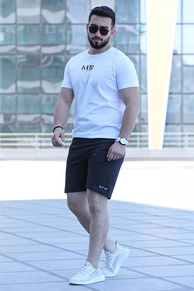 MİSHAR İTALİA Ανδρικό σορτς Anthracite Grey με μοτίβο με λεπτομέρεια τσέπης