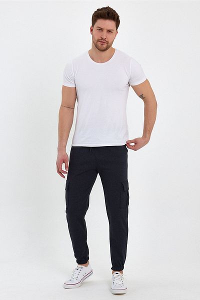 SURMARİ Unisex Anthracite Sweatpants - Cargo Pocket and Leg Elastic