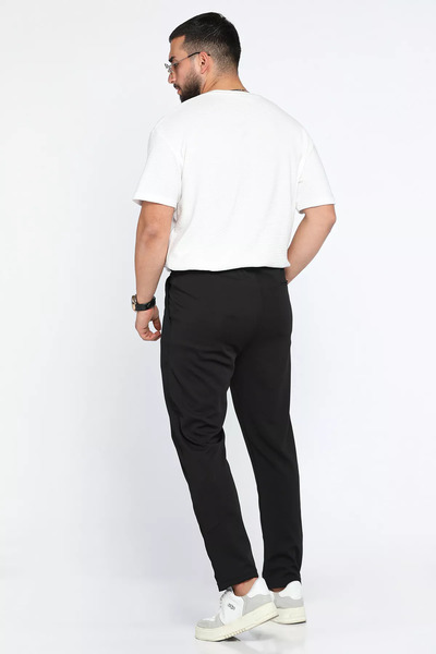 MİSHAR İTALİA Black Men's Elastic Waist Lace-Up Jogger Pants