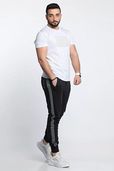 MİSHAR İTALİA Ανδρικό φούτερ Navy Blue Side Stripe με λεπτομέρεια στη μέση και στα πόδια