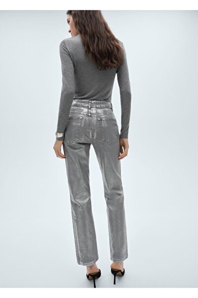 MANGO Woman Folyo Düz Jean Pantolon