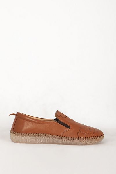 Dericlub Women's Flexible Sole Comfort Real Leather Shoes Br 04035 Tan