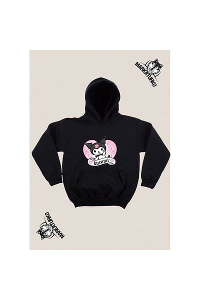 MarkaTurko Унисекс суитшърт с качулка и черен принт Rebellious&Cute Design 2014-12