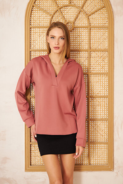 Yıldızistan سويت شيرت نسائي سكوبا - بقلنسوة، ظهر طويل، فضفاض 3506