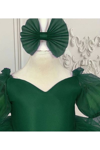 ELLUSSİ Rochie umflată verde smarald - mânecă scurtă cu balon