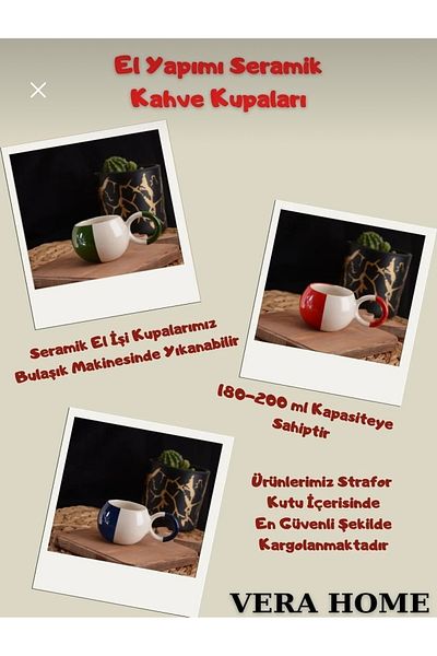 veraev Handcrafted Ceramic Mug Set 12 Person Mug