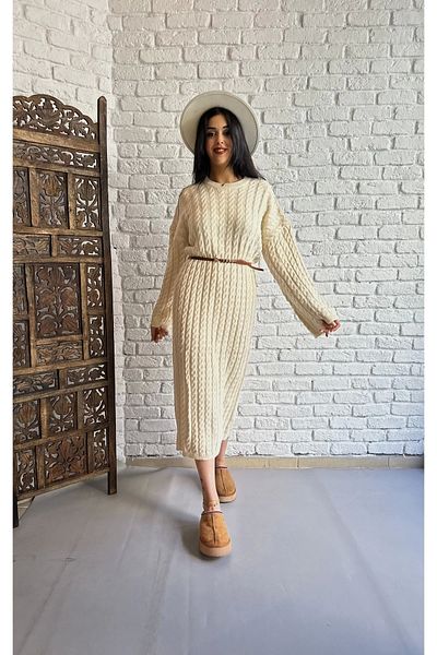 moneta boutique Γυναικείο πλεκτό φόρεμα με σχέδια