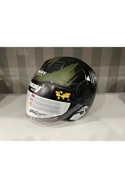 Sway Kask Sw-766 Matt Warrıor Black Army Grey Güneş Gözlüklü