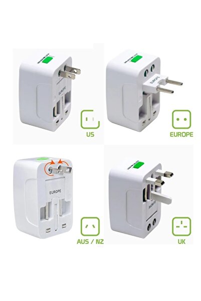 Vwin Seyahat Adaptörü Priz Çevirici Dönüştürücü Fiş Universal Amerikan İng Japon Çin S.Arabistan 150+Ülke