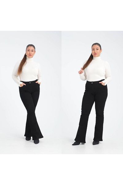 SERRA BÜYÜK BEDEN Spanish Bottom Denim Fabric Large Size Pant