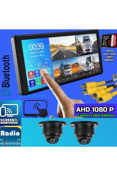 Twogo 10.36'' DOKUNMATİK  DVR EKRAN  2 ADET 1080P AHD 150'' ULTRA MİNİ METAL ...