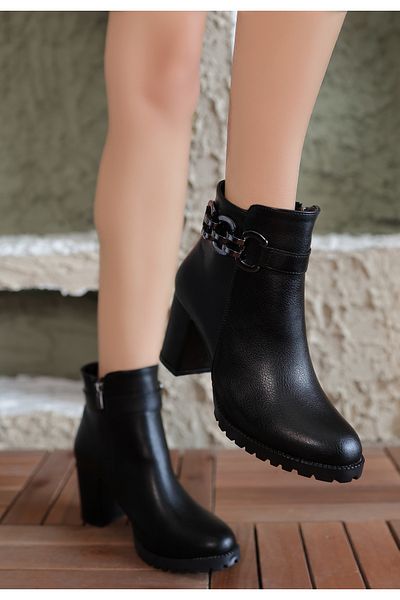 rahad moda Μαύρα γυναικεία μποτάκια με φερμουάρ