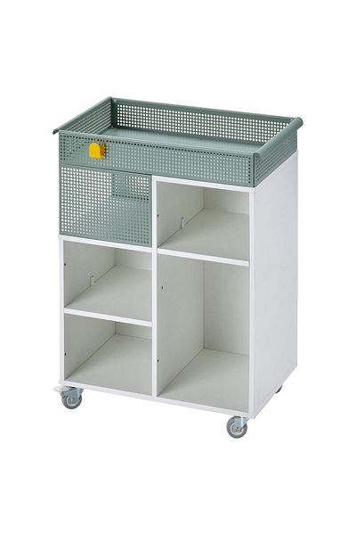 IKEA Serving Coffee Table on Wheels, Children's Room Cabinet, White-Gray-Green, 54X33 cm