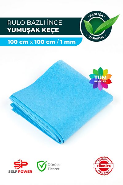 Self Power Turquoise Thin Felt 1 Meter 100X100 cm Colorful Activity Meter Felt