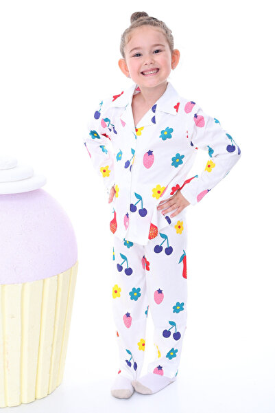 My Hanne Girl's Flower and Fruit Print Button-Down Collar Cotton Ultra Soft L...