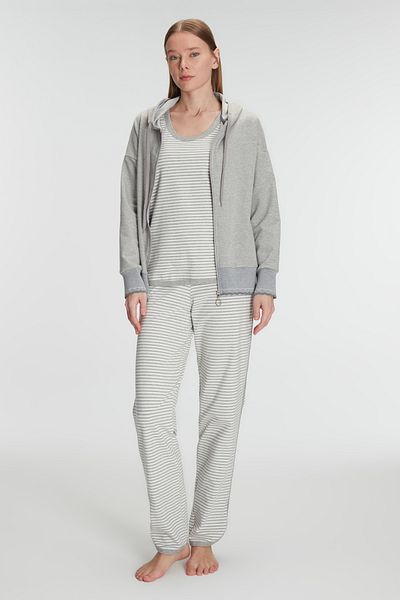 Anıl 11237 Cotton Women's Pajama Set - Long Sleeve Zip T-Shirt and Trousers