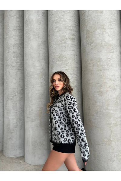 İLKCET MODA Ζακέτα με λεοπάρ μοτίβο Oversize