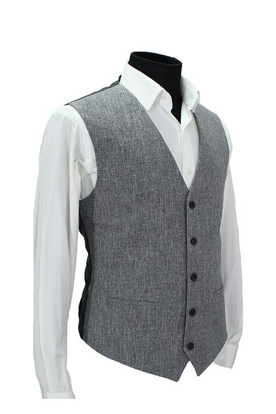 MENTOR REGALO Men's Vest V-Neck Gray Linen 50678