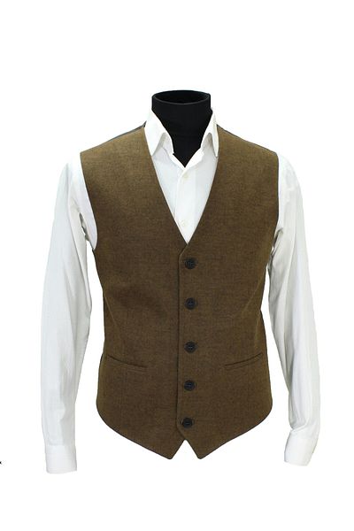 MENTOR REGALO Men's Vest V-Collar Brown Wool 160710