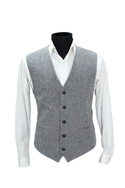 MENTOR REGALO Men's Vest V-Neck Gray Linen 50678