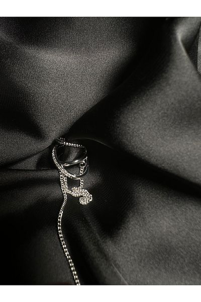 Pao Rosa Silver Cartilage Earrings with Chain Detail