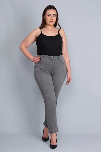 Livik Gray Plus Size Stretchy Jeans Tight
