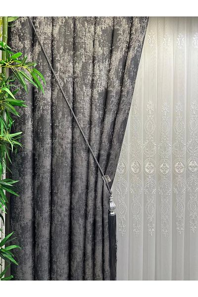 NİVEMESHOME Nivemeshome Pera V-2501 - 1/3 Close Pleated Background Curtain