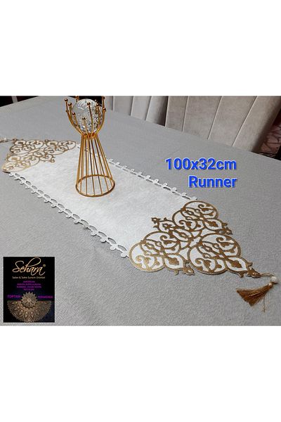 SEHARA Runner/100x31cm/catifea/arghie brodata/1 bucata/2 bucati lalele, 2 bucati cadou cu flori