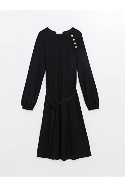 LC Waikiki Lcw Grace New Black Crew Neck A-Line Women's Dress