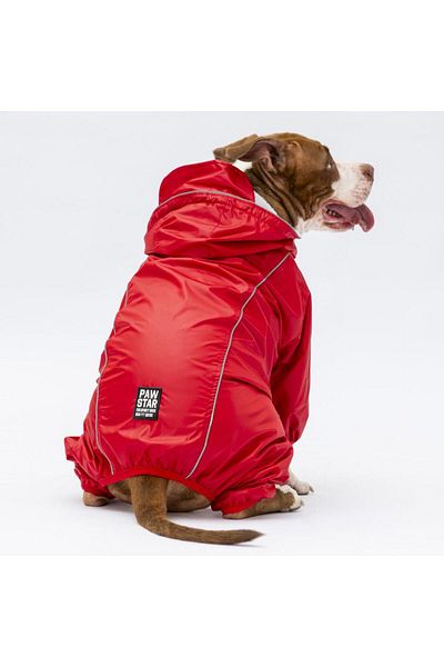 Pawstar Red Monsoon Large Breed Dog Jumpsuit Raincoat Dog Raincoat Dog Outfit Dog Suit