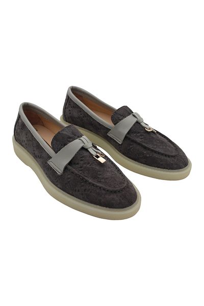 aayak&kabımofficial Genuine Leather Gray Suede Comfortable Daily Women's Shoes