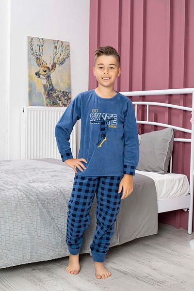 Mutlu City Fiú gyapjú pizsama szett - új szezon, korcsolya minta, ősz/tél 4515