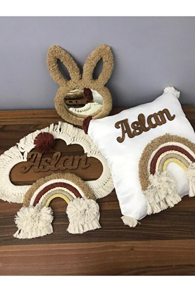 renkli mi renkli tasarım dünyası Makrome Gökkuşağı Kapı Süsü 3 Lü Set Çocuk O...