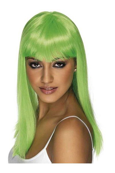 Minerva Green Color Long Party Wig
