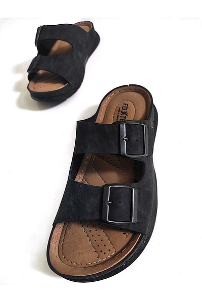Foxter Men's Double Buckle Casual Slippers